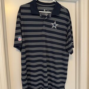 Dallas Cowboys Men's Blue Striped Polo Shirt